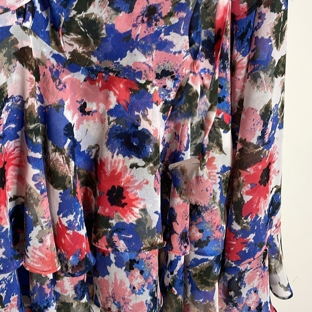 MISA | Damaris Top in Tie-Dye Floral Size Small Sheer Bell Cuff Sleeves Size S - Picture 6 of 8